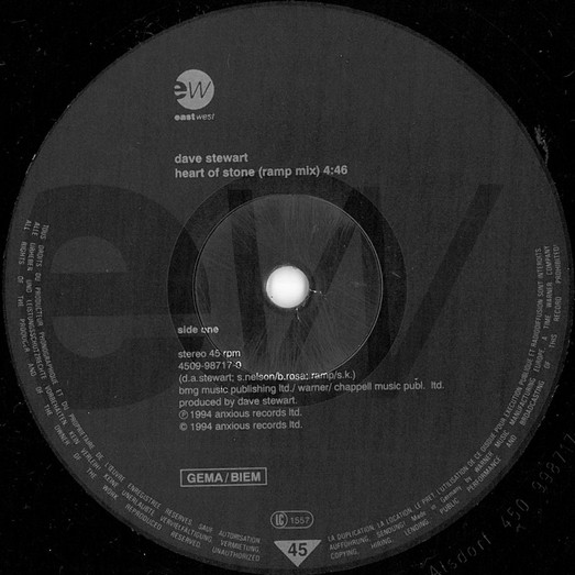 David A. Stewart - Heart Of Stone (The Dance Remixes) | EastWest (4509 98717 0) - 3