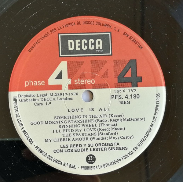Les Reed And His Orchestra Con The Eddie Lester Singers - Love Is All | Decca (PFS 4180) - 3 Les Reed And His Orchestra Con The Eddie Lester Singers - Love Is All | Decca (PFS 4180) - 3