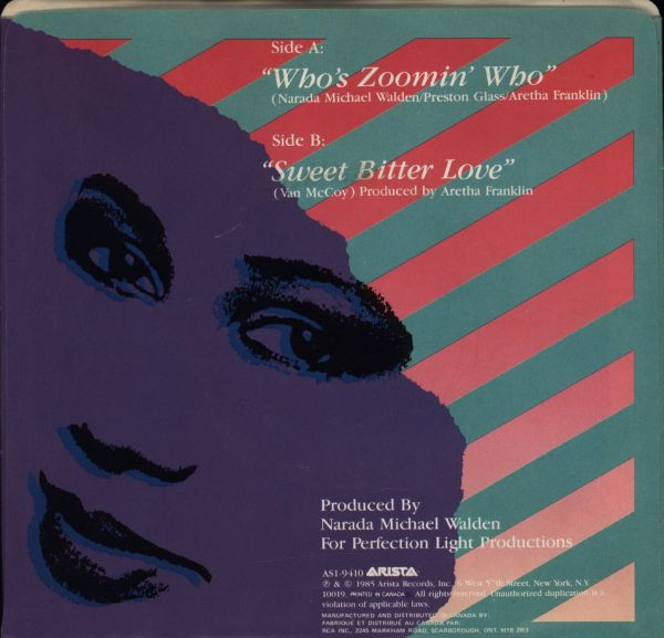 Aretha Franklin - Who's Zoomin' Who (7") [Vinyl] | Arista (AS1-9410) - 2