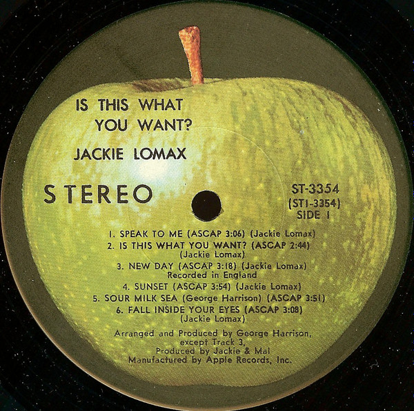 Jackie Lomax - Is This What You Want? | Apple Records (ST-3354) - 3