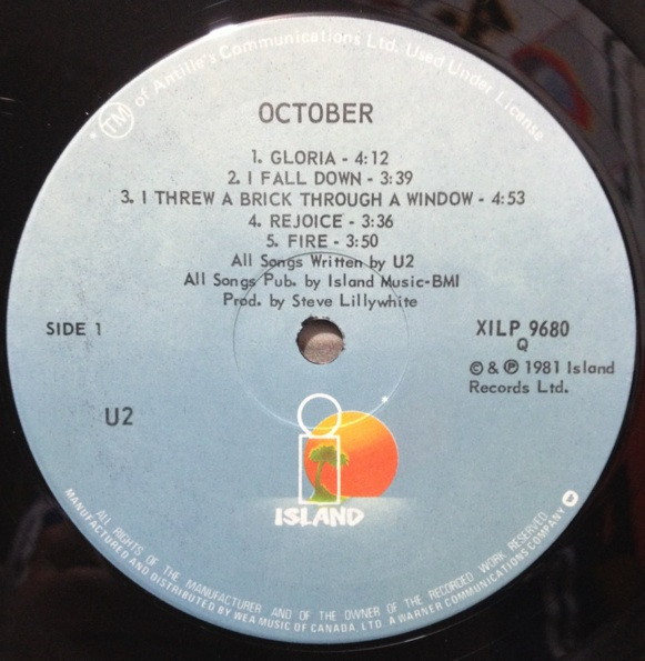 U2 - October [Vinyl] | Island Records (XILP 9680) - 3