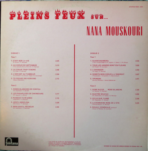 Nana Mouskouri - Pleins Feux Sur... | Fontana (6651 004) - 3 Nana Mouskouri - Pleins Feux Sur... | Fontana (6651 004) - 3