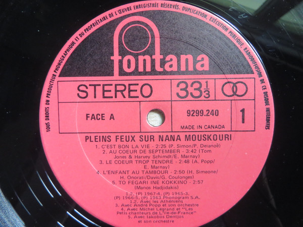 Nana Mouskouri - Pleins Feux Sur... | Fontana (6651 004) - 4 Nana Mouskouri - Pleins Feux Sur... | Fontana (6651 004) - 4