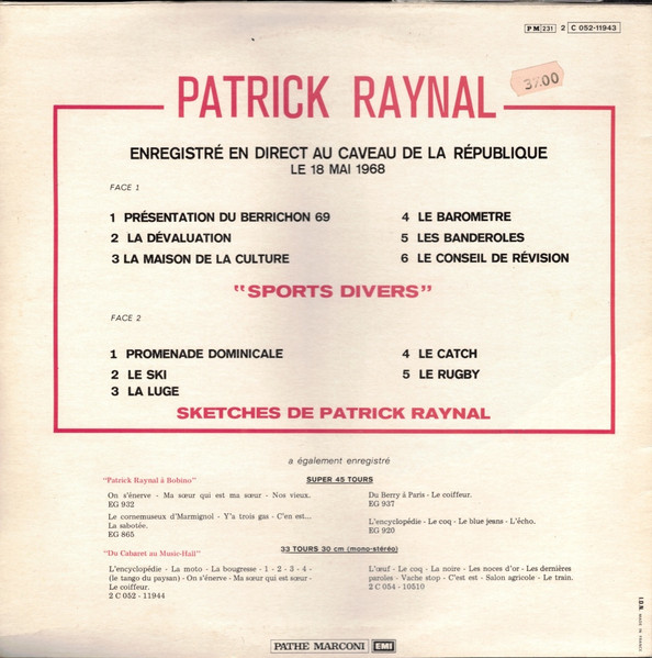 Patrick Raynal - Sports Divers | Pathé (2 C 052-11943) - 2