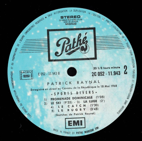 Patrick Raynal - Sports Divers | Pathé (2 C 052-11943) - 4