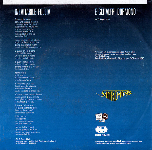 RAF - Inevitabile Follia | CGD (CGD 10789) - 2