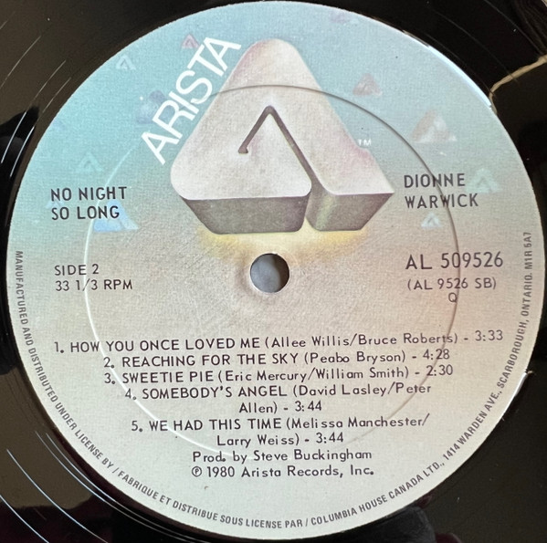 Dionne Warwick - No Night So Long | Arista (AL 509526) - 4 Dionne Warwick - No Night So Long | Arista (AL 509526) - 4