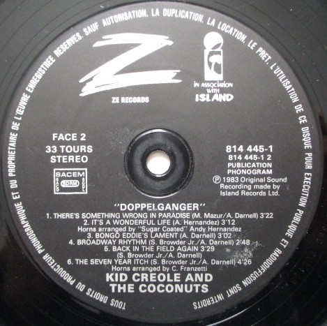 Kid Creole And The Coconuts - Doppelganger | ZE Records (814 445-1) - 3