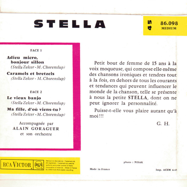 Stella - Adieu Micro, Bonjour Sillon | RCA Victor (86.098) - 2 Stella - Adieu Micro, Bonjour Sillon | RCA Victor (86.098) - 2