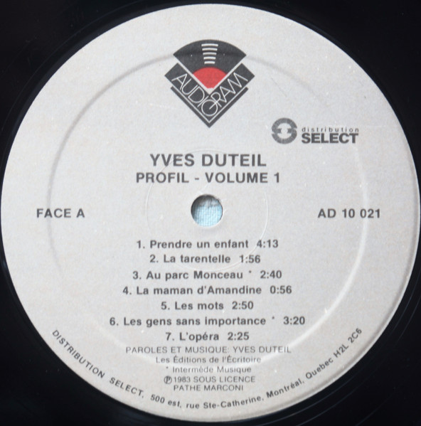 Yves Duteil - Profil Vol. 1 | Audiogram (AD 10 021) - 3 Yves Duteil - Profil Vol. 1 | Audiogram (AD 10 021) - 3