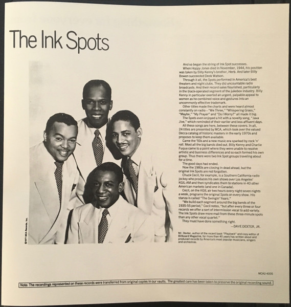 The Ink Spots - The Best Of The Ink Spots | MCA Records (MCA 2-4005) - 4