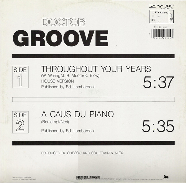 Doctor Groove - Throughout Your Years | ZYX Records (ZYX 6214-12) - main