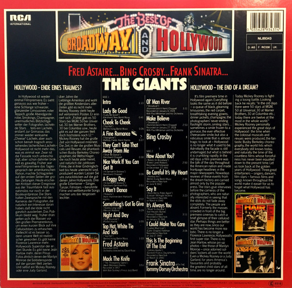 Frank Sinatra , Fred Astaire , Bing Crosby - The Best Of Broadway And Hollywood - The Giants | RCA International (NL89343) - 2 Frank Sinatra , Fred Astaire , Bing Crosby - The Best Of Broadway And Hollywood - The Giants | RCA International (NL89343) - 2