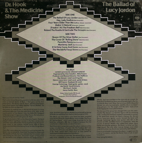 Dr. Hook & The Medicine Show - The Ballad Of Lucy Jordon | CBS (EMB 31799) - 2 Dr. Hook & The Medicine Show - The Ballad Of Lucy Jordon | CBS (EMB 31799) - 2