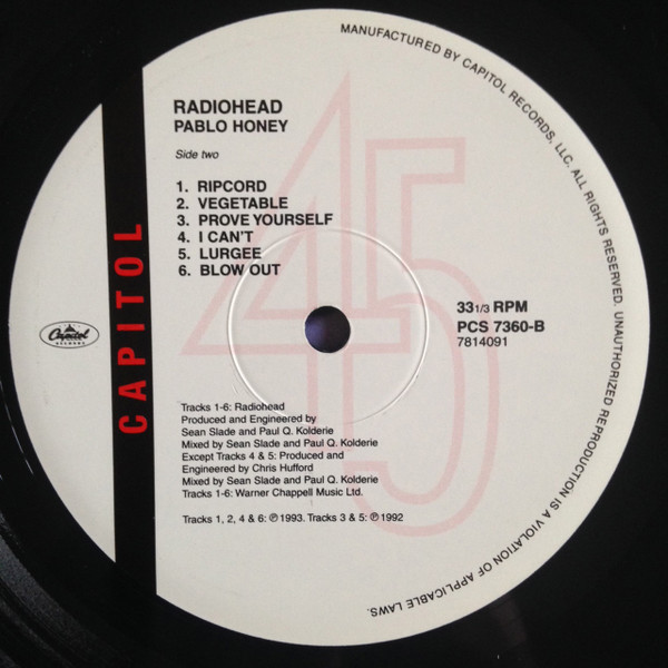Radiohead - Pablo Honey | Capitol Records (0777 7 81409 1 7) - 2