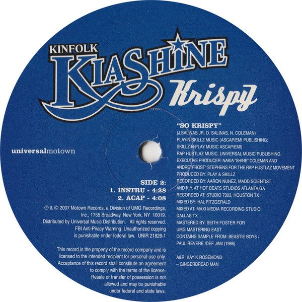Nakia Shine - Krispy | Universal Motown (UNIR-21826-1) - 2