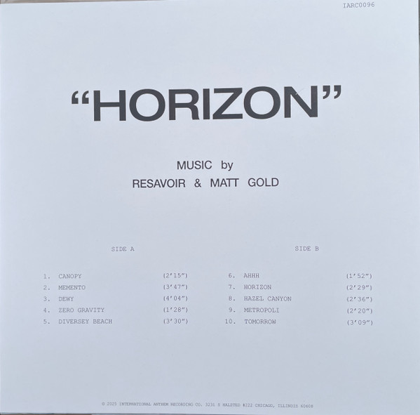Resavoir & Matt Gold - Horizon | International Anthem Recording Company (IARC0096) - 2 Resavoir & Matt Gold - Horizon | International Anthem Recording Company (IARC0096) - 2