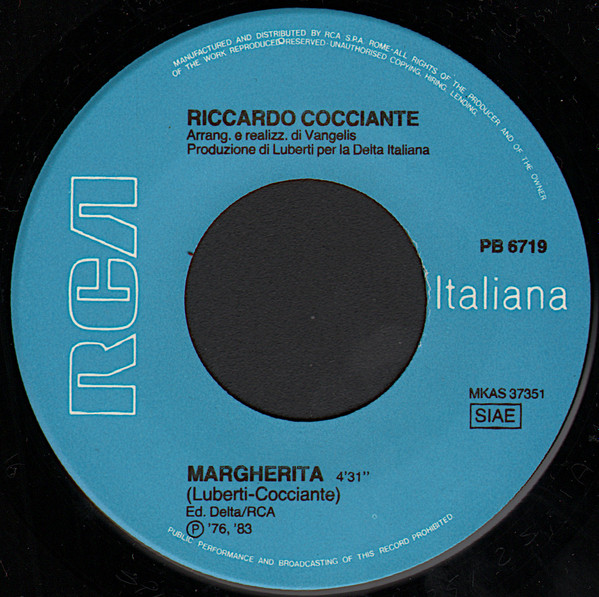 Riccardo Cocciante - Margherita | RCA (PB 6719) - 3 Riccardo Cocciante - Margherita | RCA (PB 6719) - 3