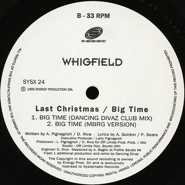 Whigfield - Last Christmas (Dance Remixes) / Big Time (Dancing Divaz & MBRG Remixes) | Systematic (SYSX 24) - 3