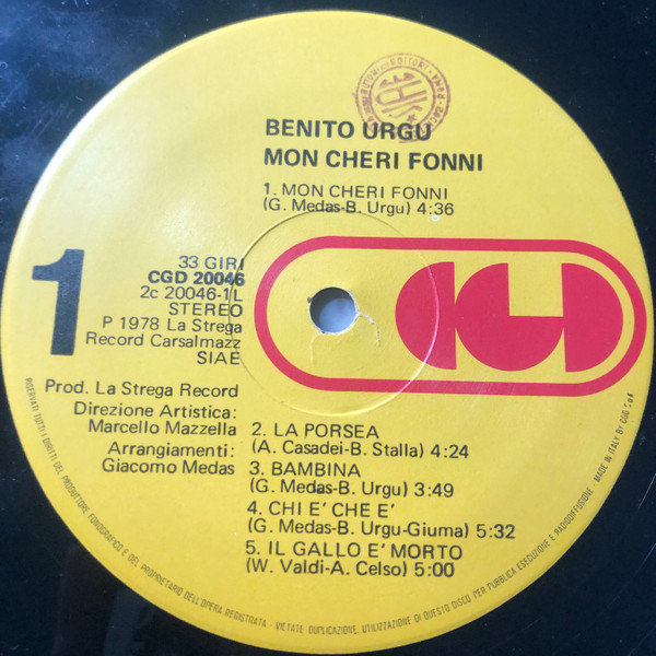 Benito Urgu - Mon Cheri Fonni | CGD (CGD 20046) - 3 Benito Urgu - Mon Cheri Fonni | CGD (CGD 20046) - 3