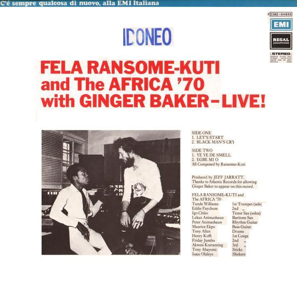 Fela Kuti And Africa 70 With Ginger Baker - Live! | Regal Zonophone (3C 062-04933) - 2