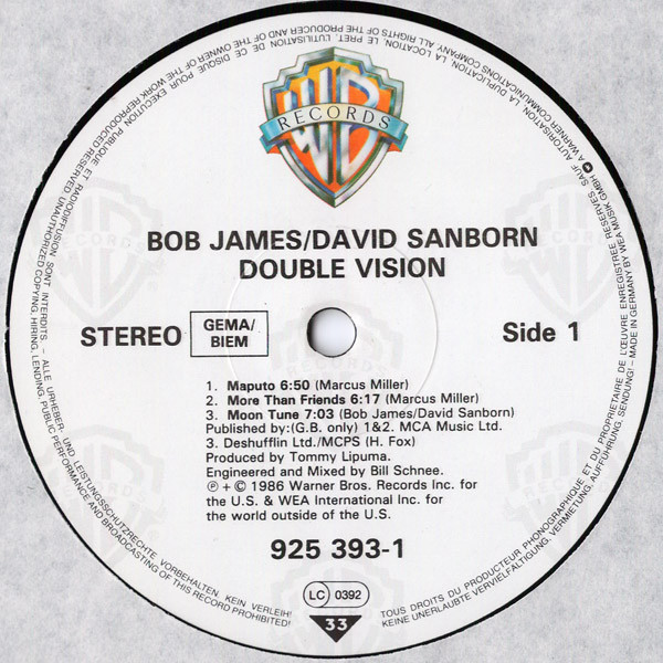 Bob James / David Sanborn - Double Vision | Warner Bros. Records (925 393-1) - 3 Bob James / David Sanborn - Double Vision | Warner Bros. Records (925 393-1) - 3