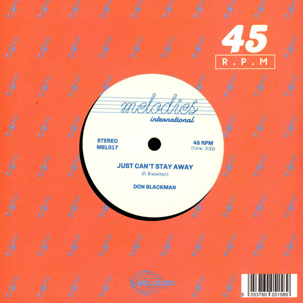 Don Blackman - Just Can't Stay Away | Melodies International (MEL017) - main