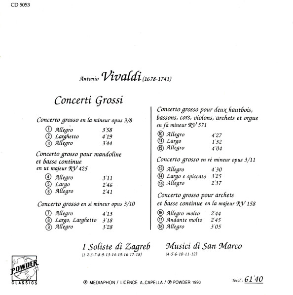 Antonio Vivaldi - Concerti Grossi | Powder Classics (CD 5053) - 3