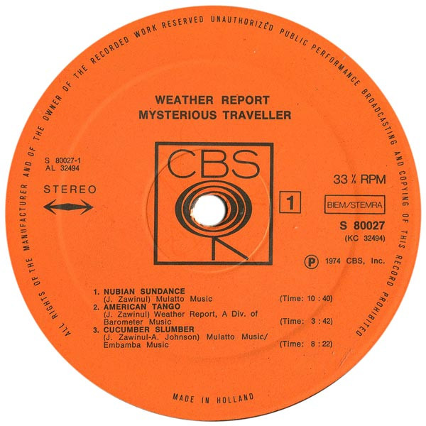 Weather Report - Mysterious Traveller | CBS (S 80027) - 2 Weather Report - Mysterious Traveller | CBS (S 80027) - 2