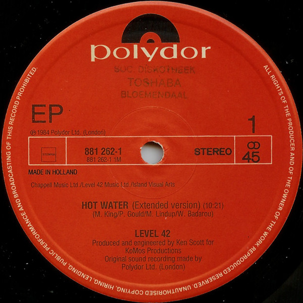 Level 42 - Hot Water | Polydor (881 262-1) - 3