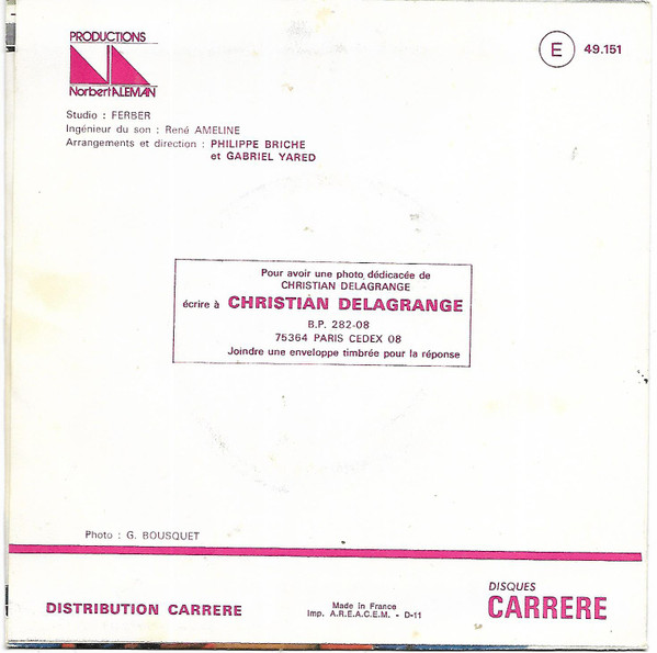 Christian Delagrange - Joanna | Disques Carrere (49.151) - 2