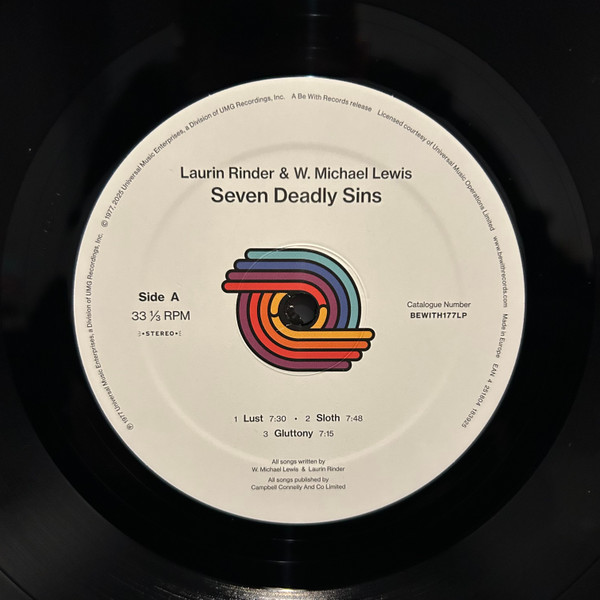 Rinder & Lewis - Seven Deadly Sins | Be With Records (BEWITH177LP) - 3