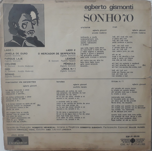 Egberto Gismonti - Sonho 70 | Polydor (LPNG 44.044)