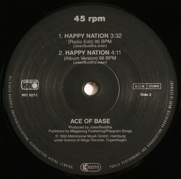 Ace Of Base - Happy Nation | Metronome (861 927-1) - 4 Ace Of Base - Happy Nation | Metronome (861 927-1) - 4
