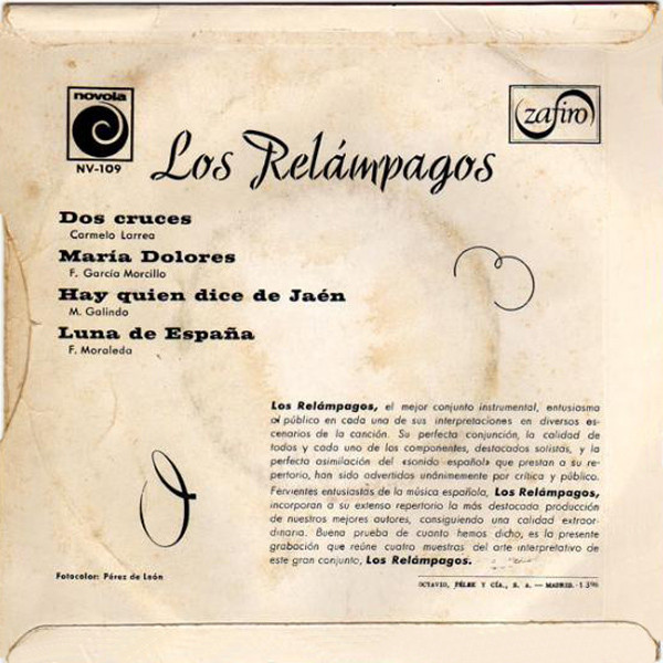 Los Relampagos - Dos Cruces / María Dolores / Hay Quien Dice De Jaén / Luna De España | Novola (NV-109) - 2