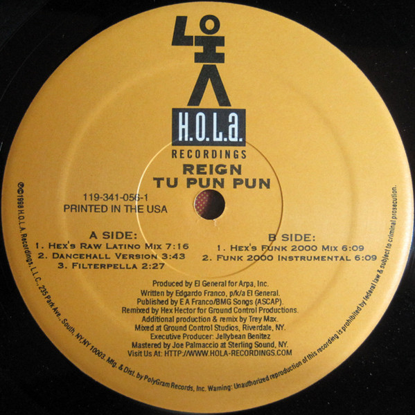 Reign - Tu Pun Pun | H.O.L.A. Recordings (119-341-056-1)