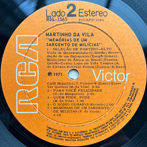 Martinho Da Vila - Memórias De Um Sargento De Milícias | RCA Victor (BSL 1565) - 4 Martinho Da Vila - Memórias De Um Sargento De Milícias | RCA Victor (BSL 1565) - 4