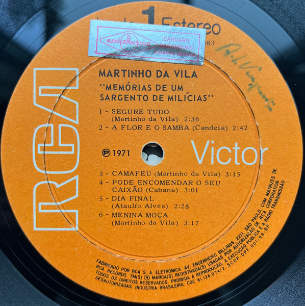 Martinho Da Vila - Memórias De Um Sargento De Milícias | RCA Victor (BSL 1565) - 3 Martinho Da Vila - Memórias De Um Sargento De Milícias | RCA Victor (BSL 1565) - 3