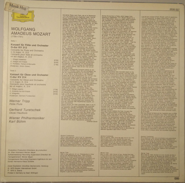 Wolfgang Amadeus Mozart - Karl Böhm / Wiener Philharmoniker / Gerhard Turetschek / Werner Tripp - Flötenkonzert (Flute Concerto) Nr. 1 / Oboenkonzert (Oboe Concert) | Deutsche Grammophon (2530 527) - 2 Wolfgang Amadeus Mozart - Karl Böhm / Wiener Philharmoniker / Gerhard Turetschek / Werner Tripp - Flötenkonzert (Flute Concerto) Nr. 1 / Oboenkonzert (Oboe Concert) | Deutsche Grammophon (2530 527) - 2