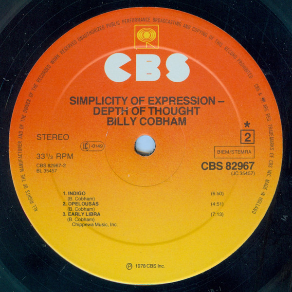 Billy Cobham - Simplicity Of Expression - Depth Of Thought | CBS (CBS 82967) - 4 Billy Cobham - Simplicity Of Expression - Depth Of Thought | CBS (CBS 82967) - 4
