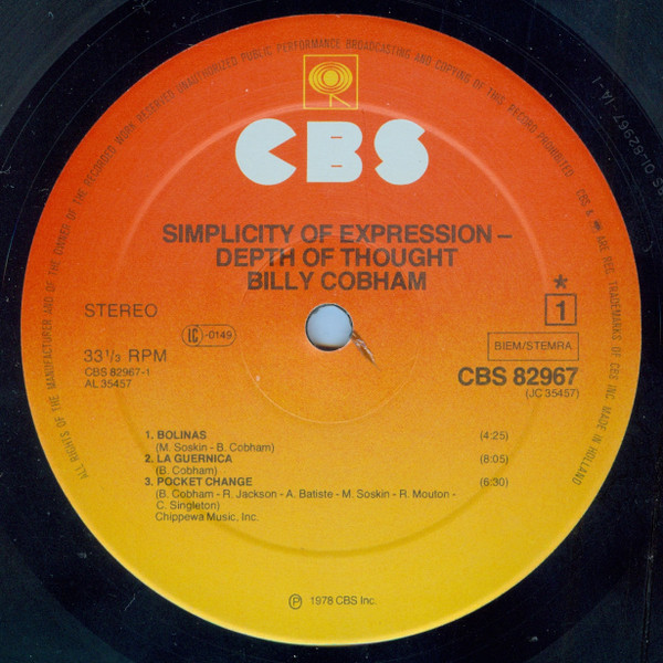 Billy Cobham - Simplicity Of Expression - Depth Of Thought | CBS (CBS 82967) - 3 Billy Cobham - Simplicity Of Expression - Depth Of Thought | CBS (CBS 82967) - 3