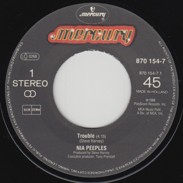 Nia Peeples - Trouble | Mercury (870 154-7) - 3