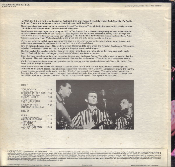 Kingston Trio - Tom Dooley | Pickwick/33 Records (SPC 3260) - 2 Kingston Trio - Tom Dooley | Pickwick/33 Records (SPC 3260) - 2