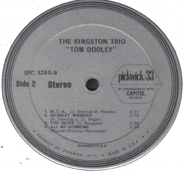 Kingston Trio - Tom Dooley | Pickwick/33 Records (SPC 3260) - 4 Kingston Trio - Tom Dooley | Pickwick/33 Records (SPC 3260) - 4