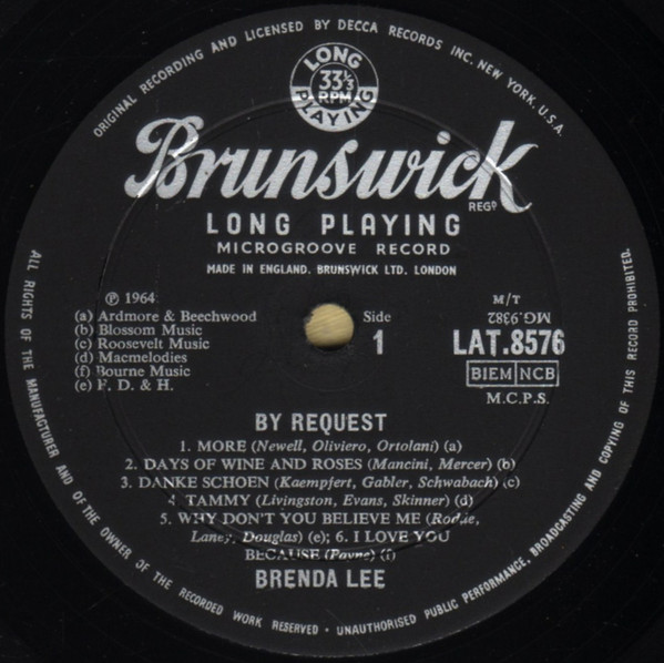 Brenda Lee - By Request | Brunswick (LAT.8576) - 3