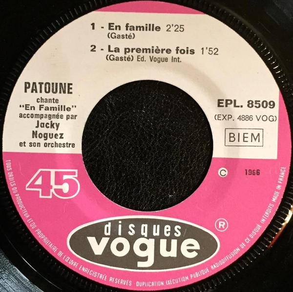 Patricia Patoune Accompagnée De Jacky Noguez And His Orchestra - La Chanson De Perrine | Disques Vogue (EPL 8 509) - 4 Patricia Patoune Accompagnée De Jacky Noguez And His Orchestra - La Chanson De Perrine | Disques Vogue (EPL 8 509) - 4