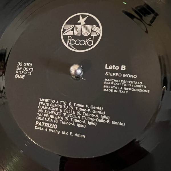 Patrizio - Cristallo | Zeus Record (BE 0073) - 2