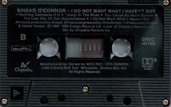 Sinéad O'Connor - I Do Not Want What I Haven't Got [Cassette] | Ensign (CHSC-41759) - 4