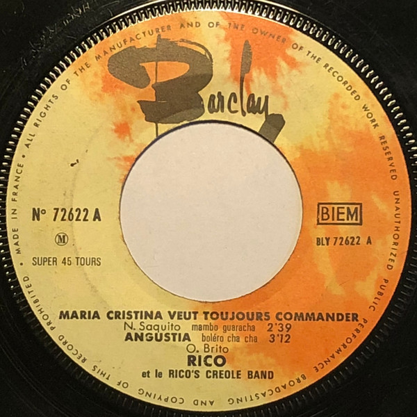 Rico's Creole Band - Maria Christina Veut Toujours Commander | Barclay (72 622 M) - 2 Rico's Creole Band - Maria Christina Veut Toujours Commander | Barclay (72 622 M) - 2
