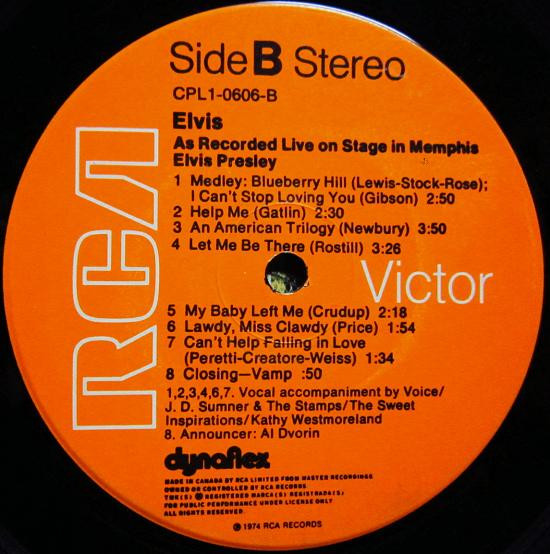 Elvis Presley - Recorded Live On Stage In Memphis | RCA Victor (CPL1-0606) - 4 Elvis Presley - Recorded Live On Stage In Memphis | RCA Victor (CPL1-0606) - 4